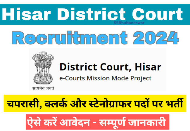 Hisar District Court Recruitment 2024: चपरासी, क्लर्क, स्टेनोग्राफर पदों पर भर्तियां निकली