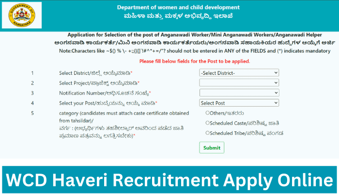 WCD Haveri Recruitment 2024 Apply Online