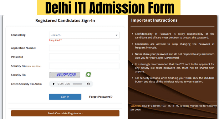 Delhi ITI Admission From 2024-25