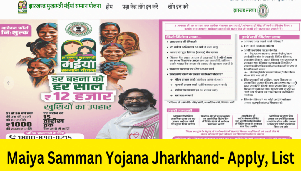 Maiya Samman Yojana Jharkhand Apply Online, List