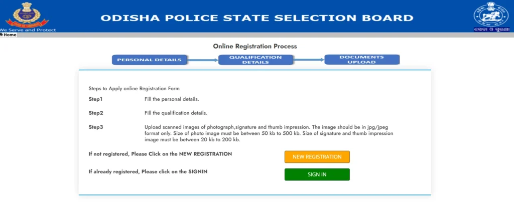 Odisha Police Constable Apply Online 2024 New User Online Registration