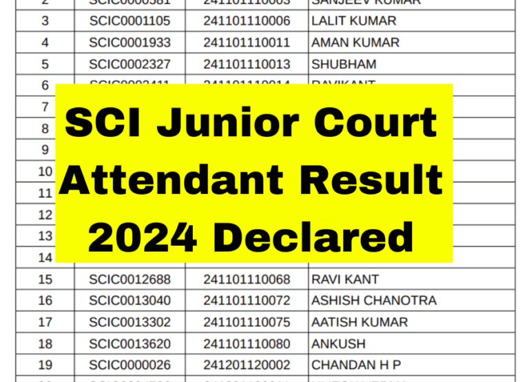 SCI Junior Court Attendant Result 2024 Out Check Shortlisted Candidates List