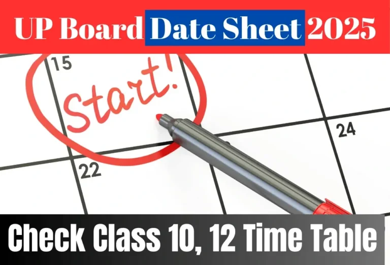 UP Board Date Sheet 2025 Class 10, 12 Time Table PDF Download